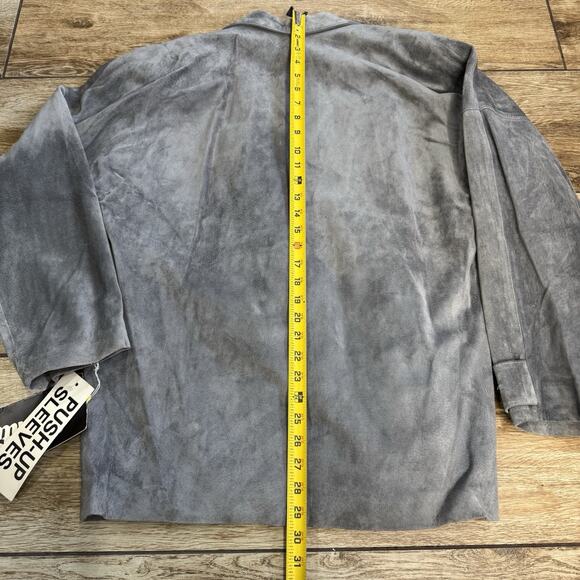 VTG Avanti Gray Genuine Pig Suede Open Jacket Push Sleeves Blazer Size Medium M - Picture 6 of 14